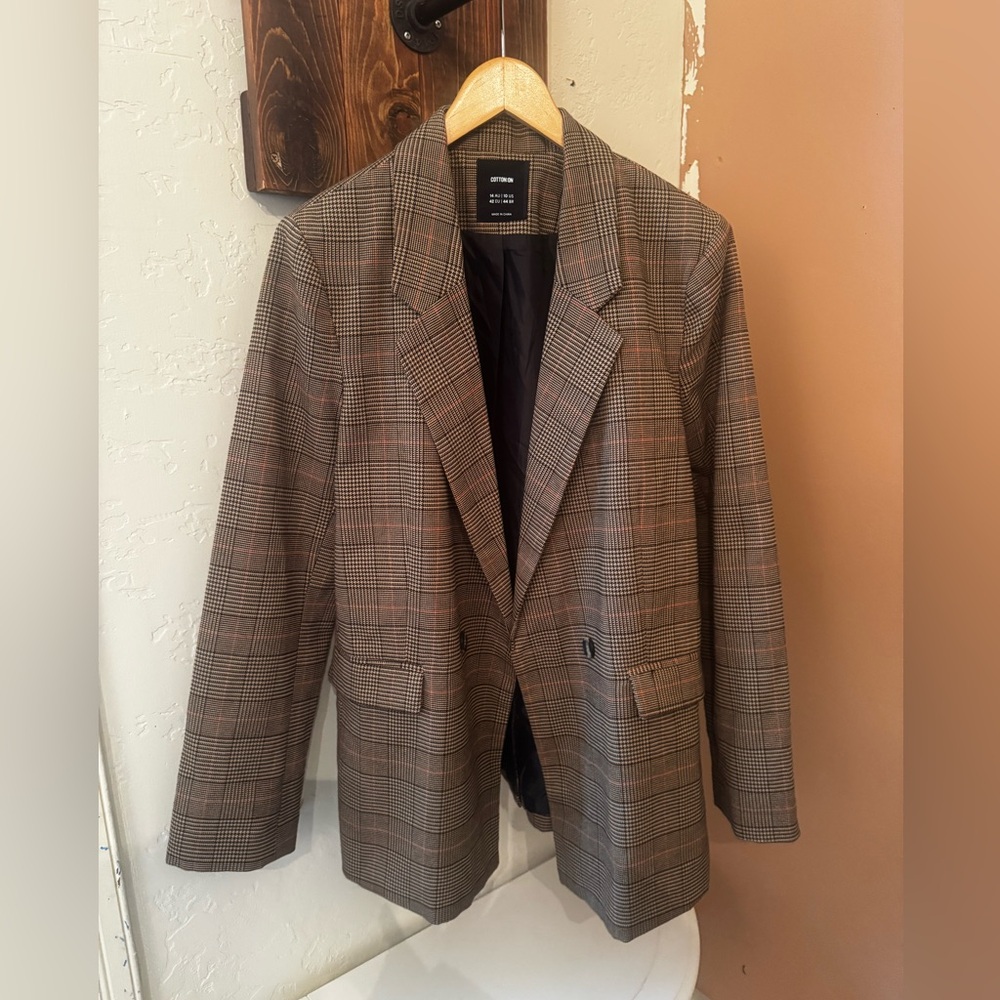 Cotton On Brown Plaid Sport Coat